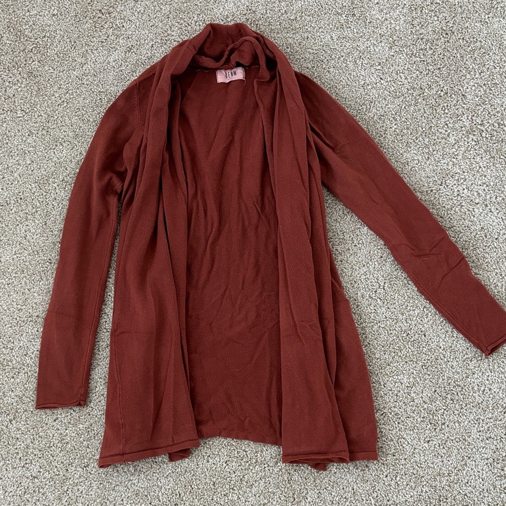 Denm Rust Orange Open Front Cardigan